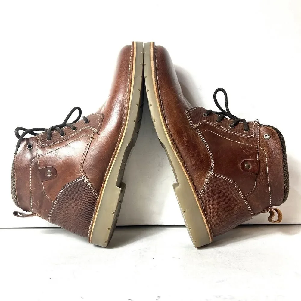 Steve Madden Brown Leather Chukka Boots Mens Sz 11 Combat Lace Up Comfort Casual